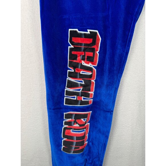 Death Row Records Logo Sweatpants Blue Velour 2XL street wear baggy - Picture 4 of 10